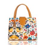 Bolsa artesanal flores bordadas Camel