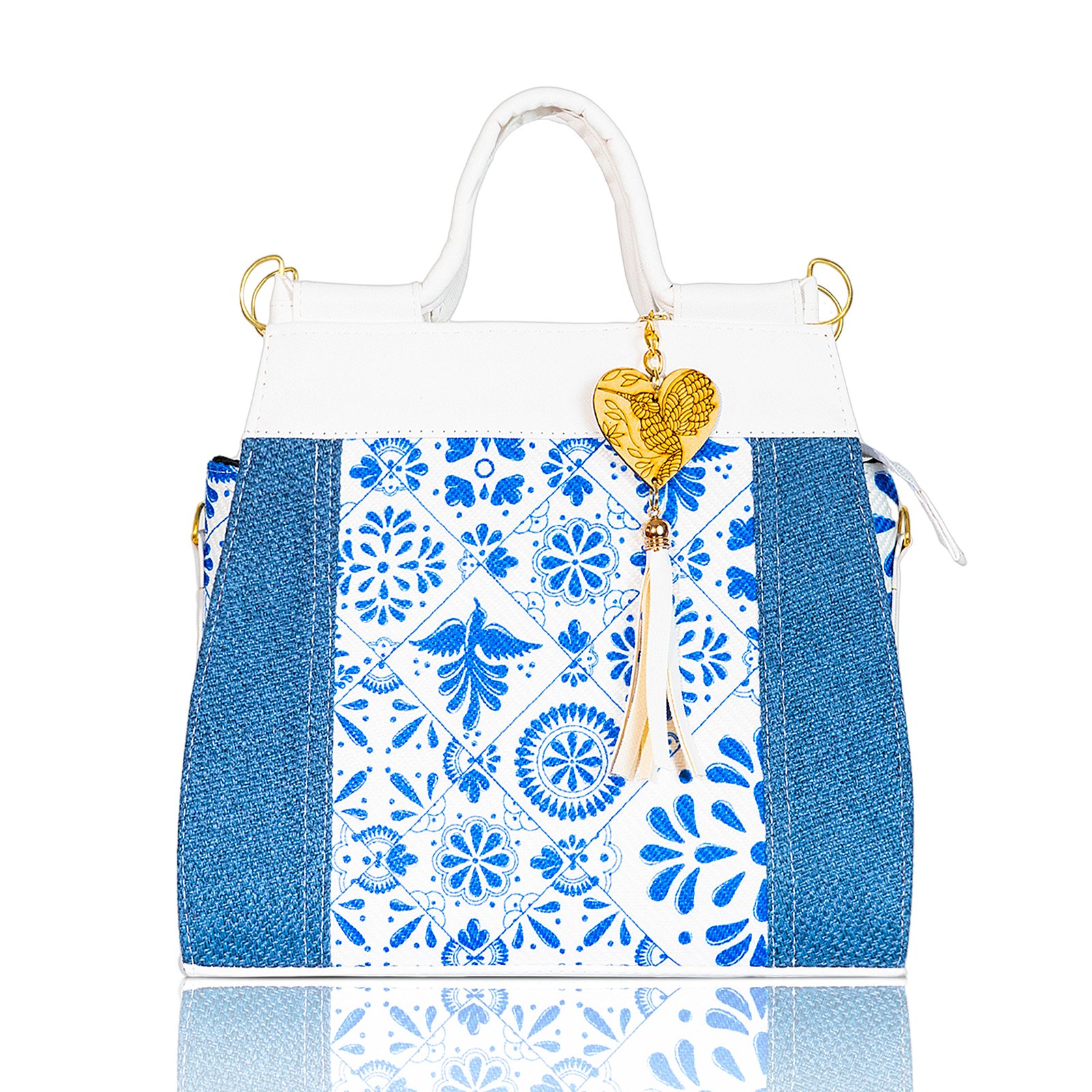 Bolsa artesanal canasta Talavera azul