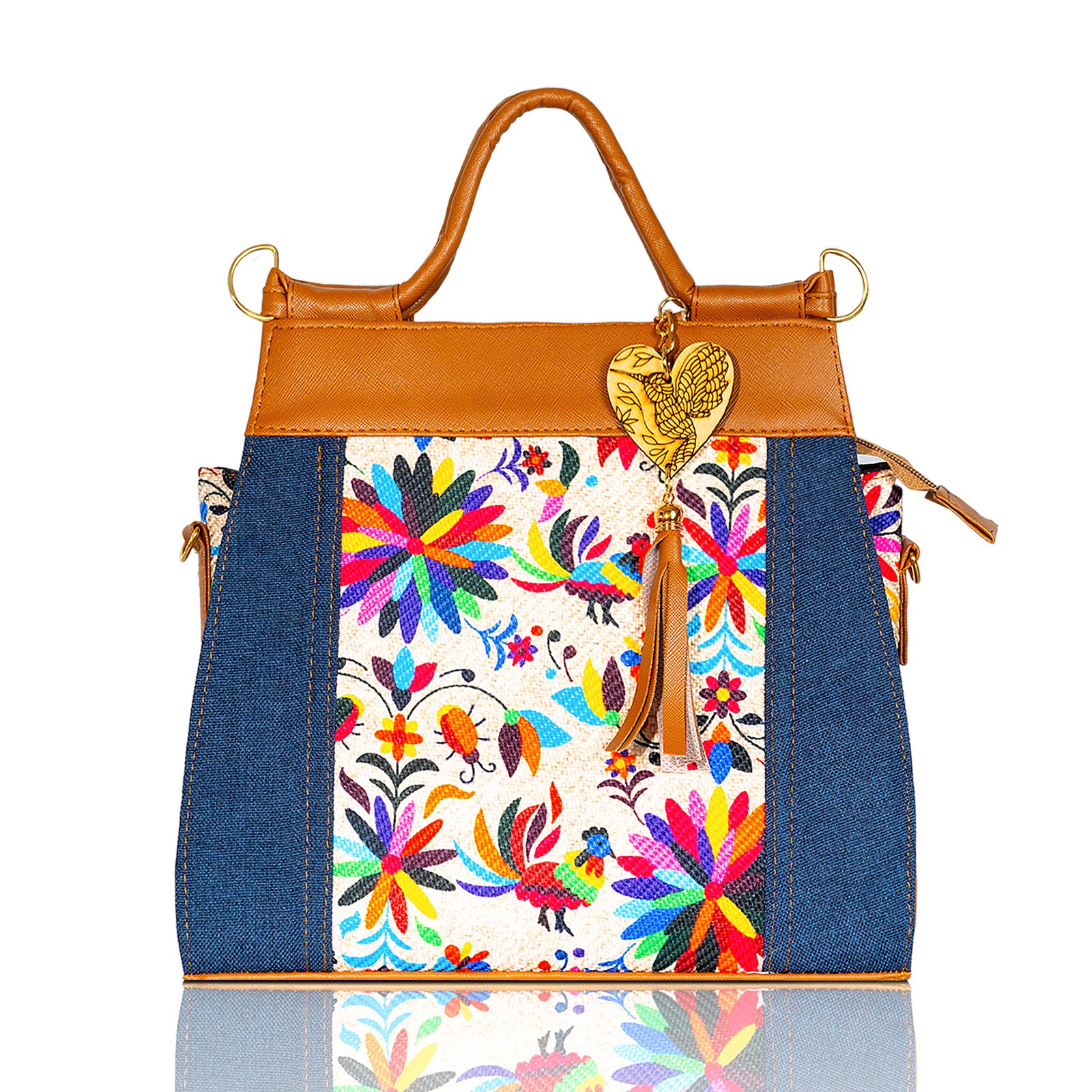 Bolsa artesanal canasta Tenangos mezclilla 