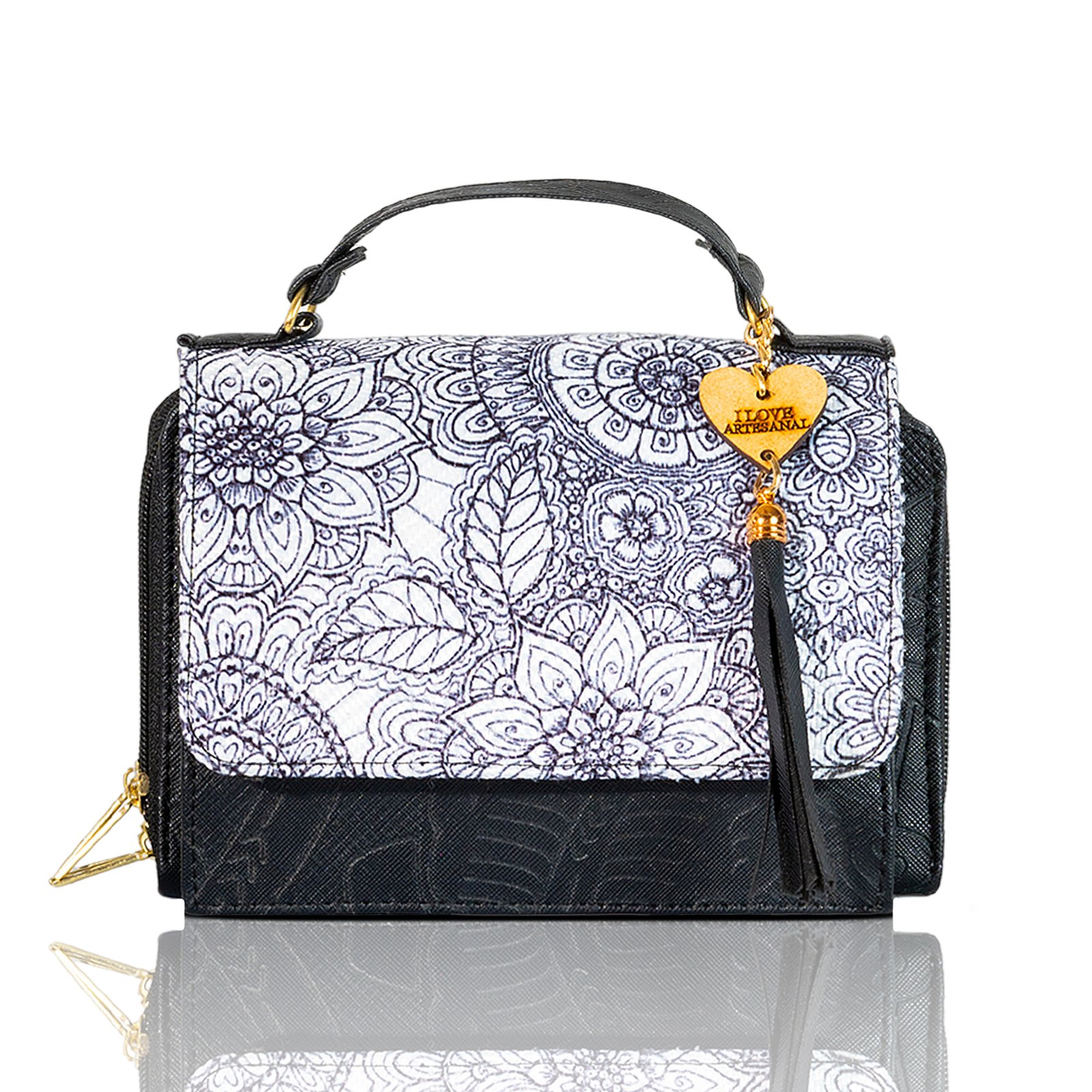 Cartera porta celular negra Mandalas