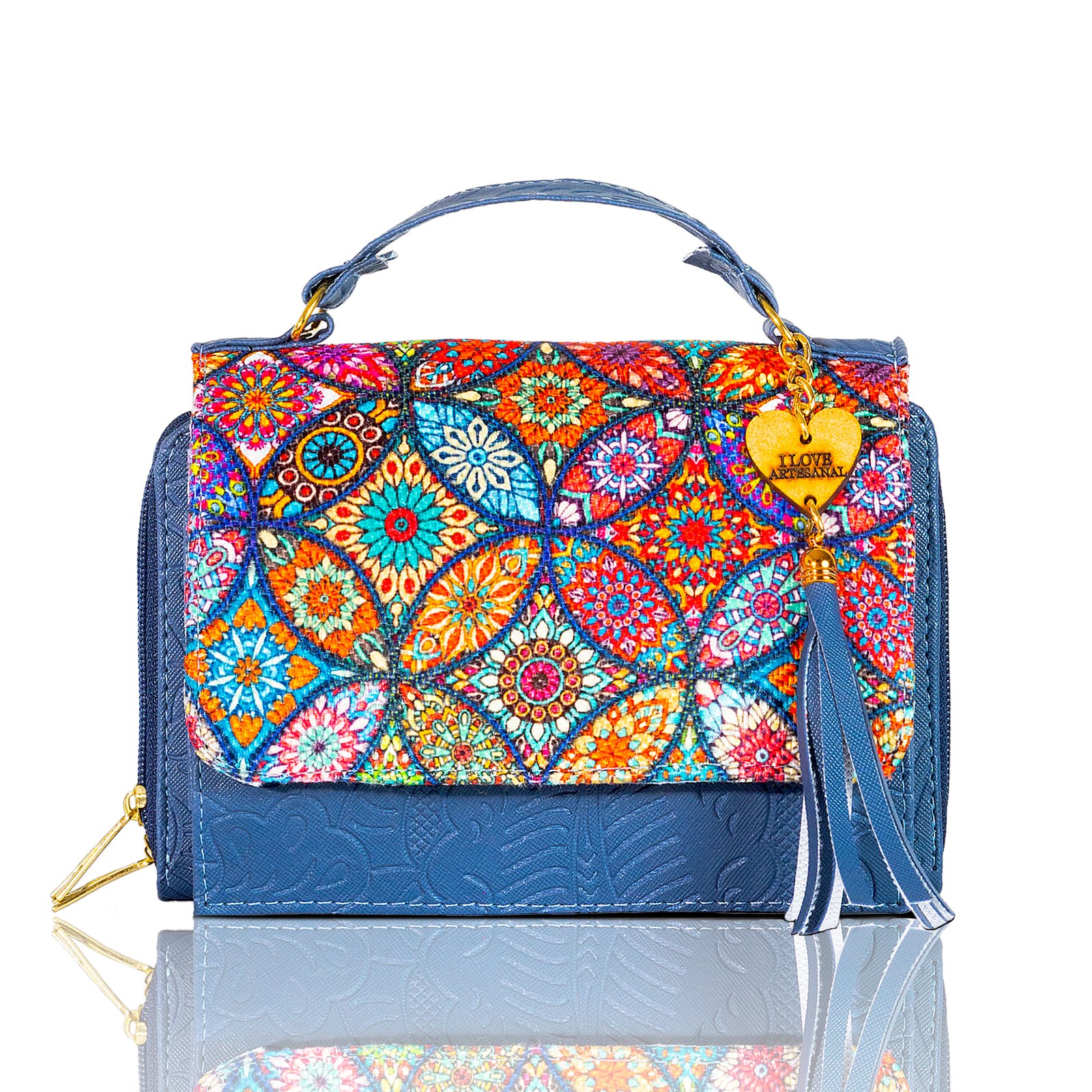 Cartera porta celular azul Mandalas