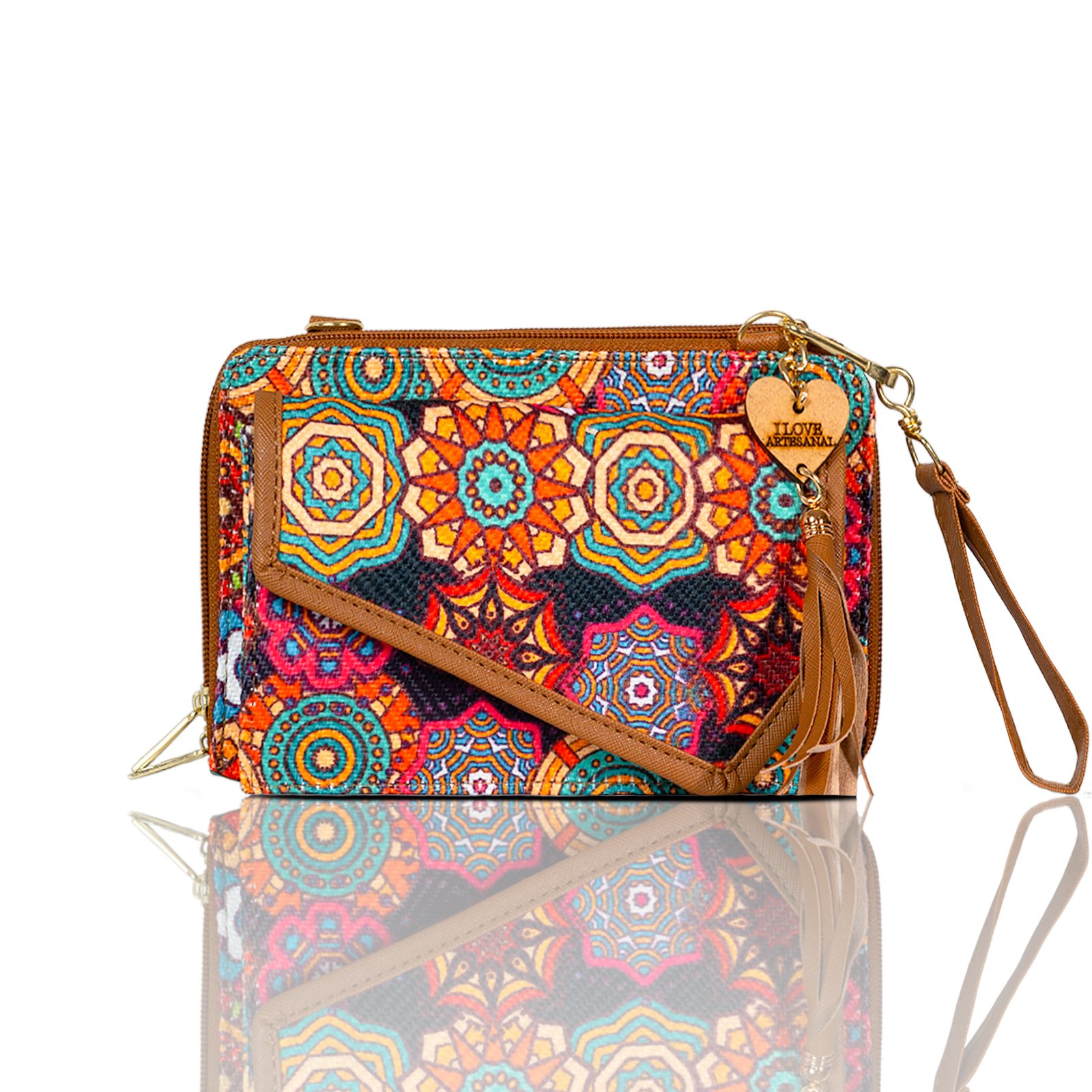 Cartera porta celular camel Mandalas