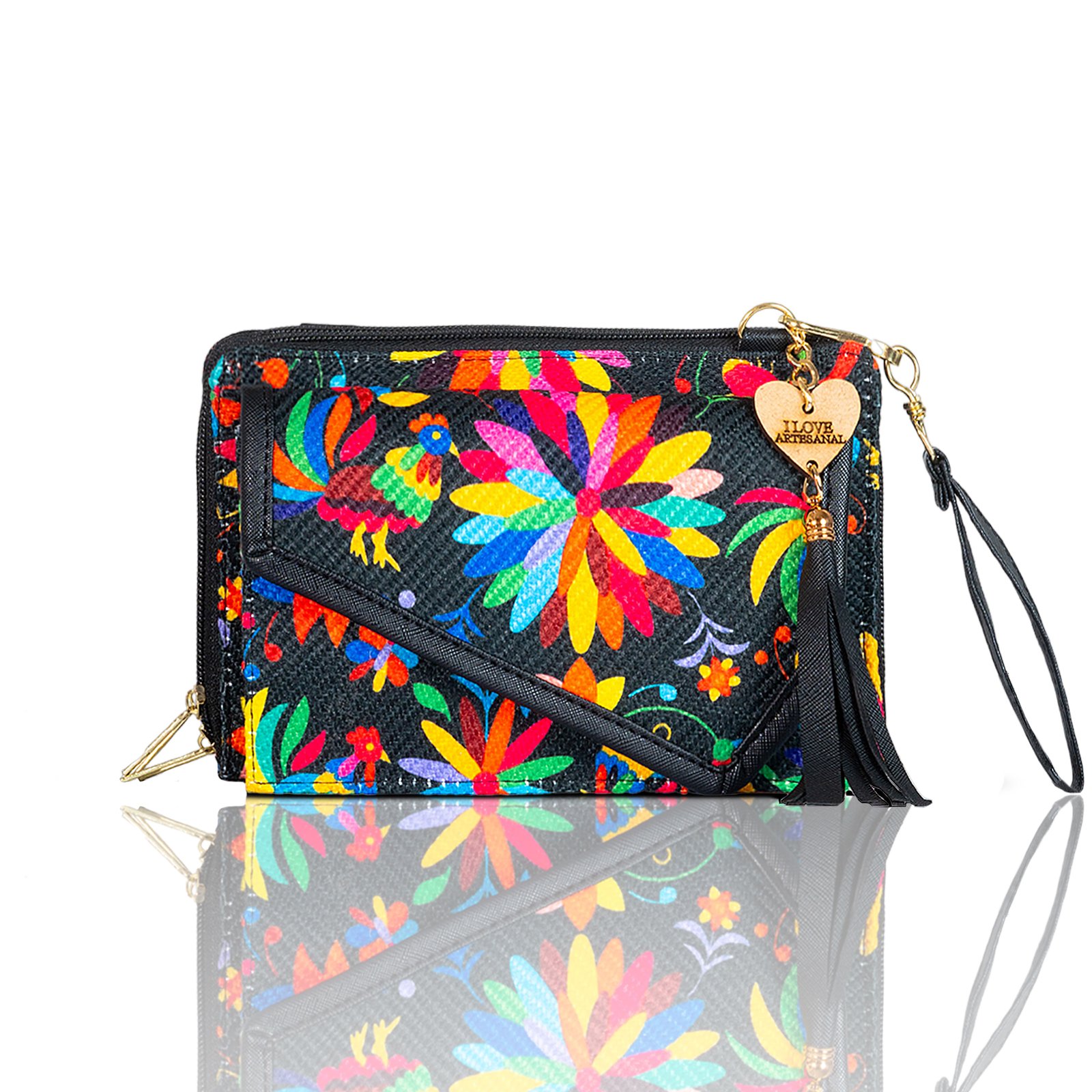 Cartera porta celular negra Tenangos